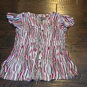 Chic Striped Pink and White Blouse